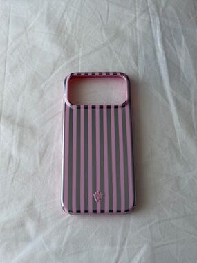 Velvet Caviar Pink and Gray Vertical Stripe Phone Case